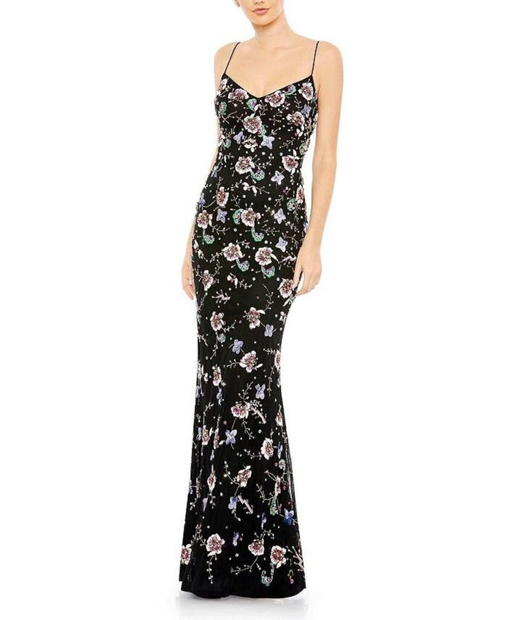 Mac Duggal Embellished Spaghetti Strap Lace Up Gown (Retails for $398) - Size 4