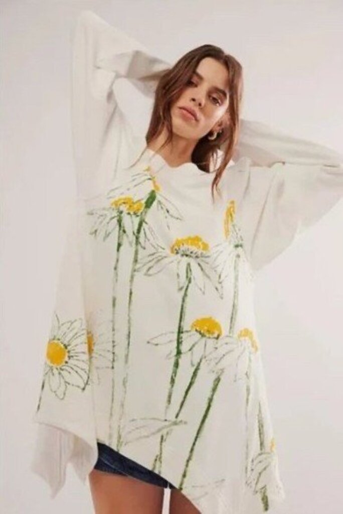 Free People Natural Flowers Tunic Pullover - Size Small