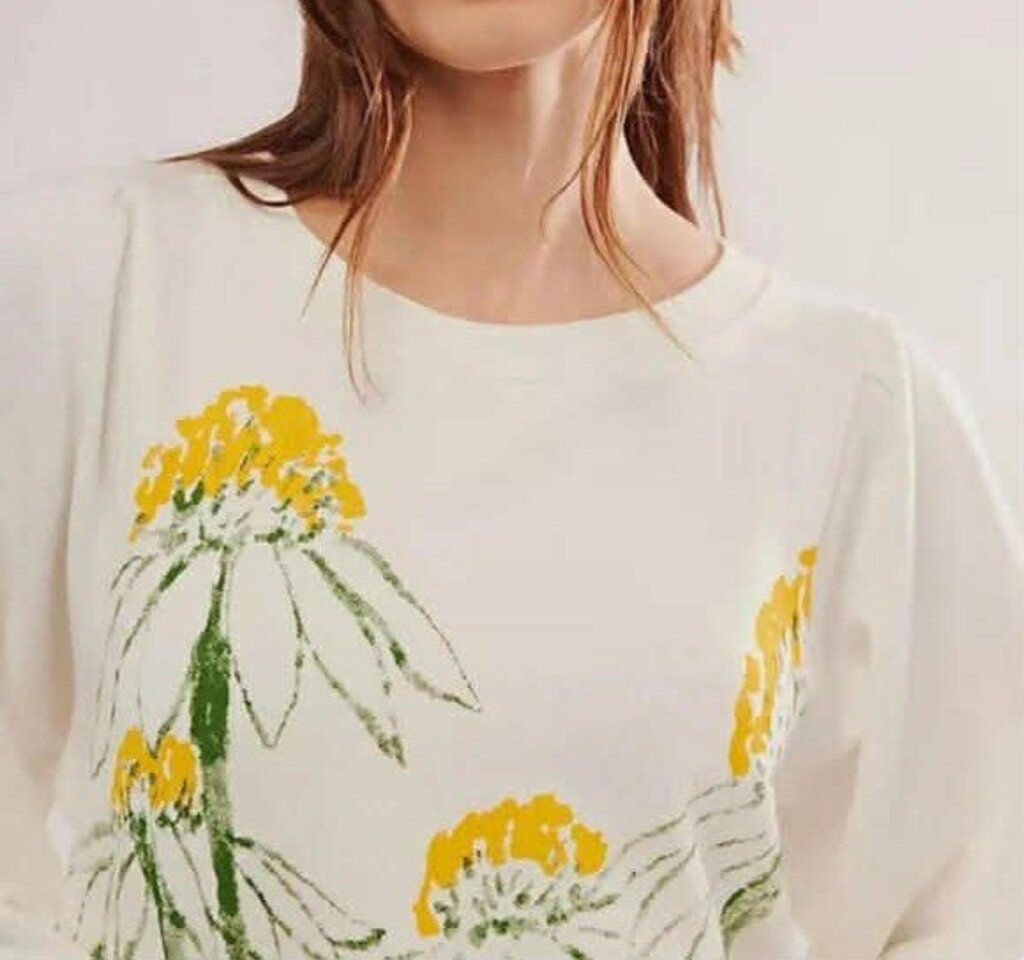 Free People Natural Flowers Tunic Pullover - Size Small