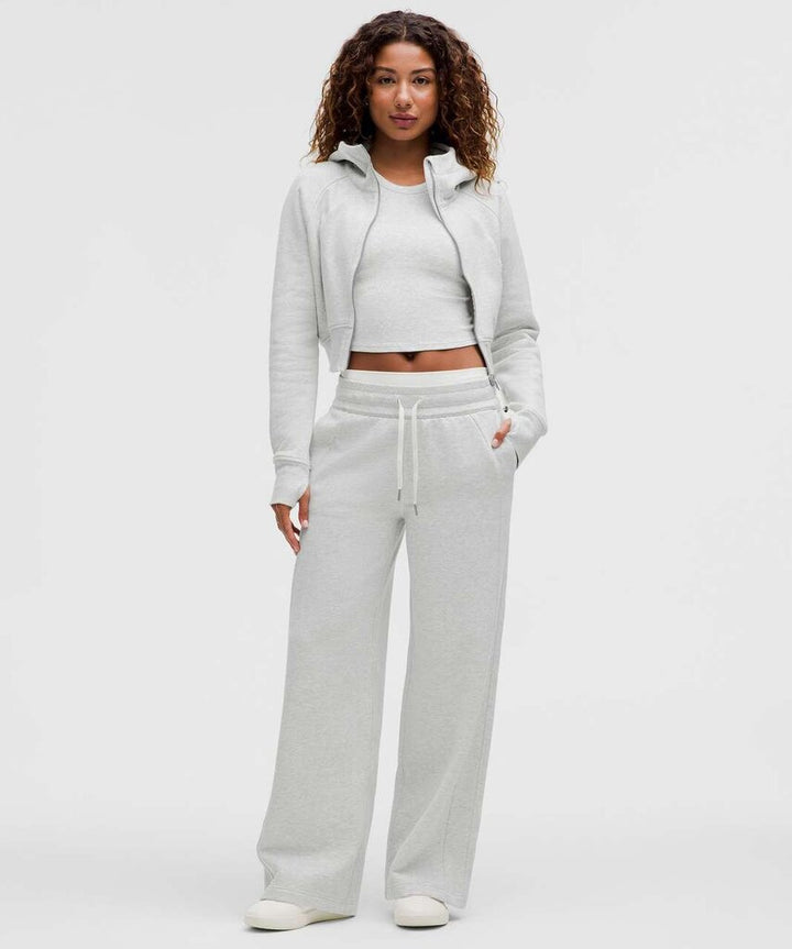 Lululemon Scuba Mid-Rise Wide-Leg Pant in Heathered Core Ultra Light Grey - Size Medium(Retails $118)