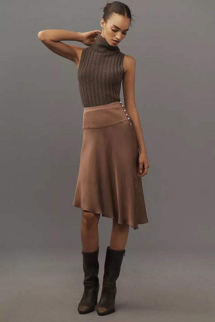 Anthropologie Asymmetrical Slip Midi Skirt - Size Small