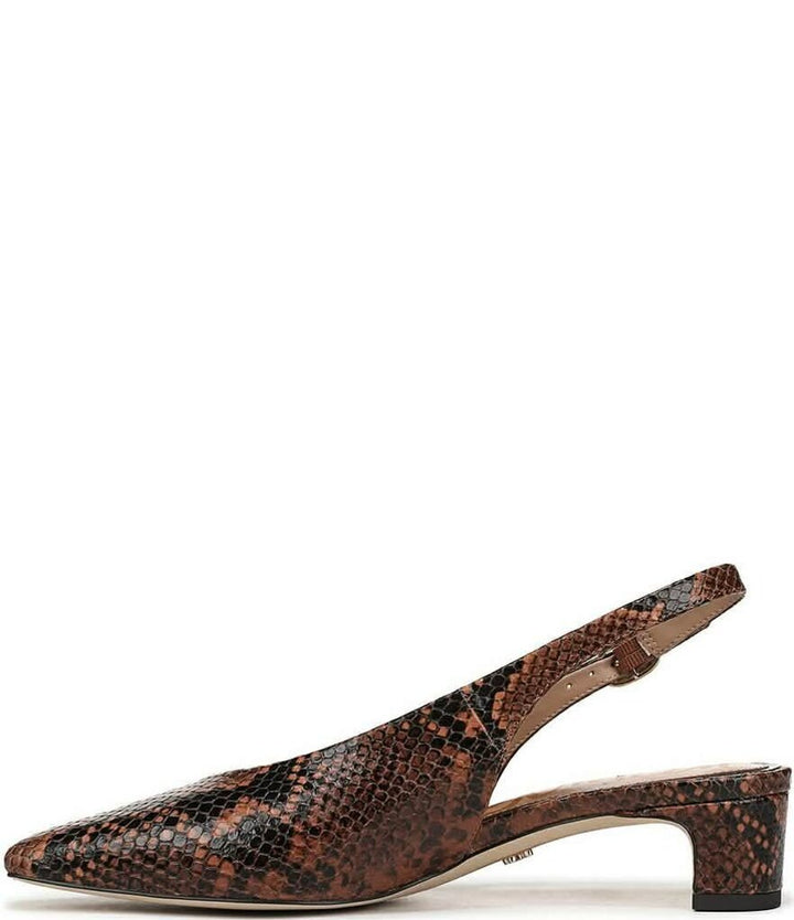 Sam Edelman Ronnie Snake Print Leather Block Heel Square Toe Slingback Pumps (Retails for $150) - Size 9
