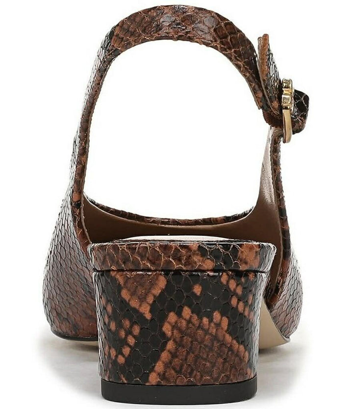 Sam Edelman Ronnie Snake Print Leather Block Heel Square Toe Slingback Pumps (Retails for $150) - Size 9