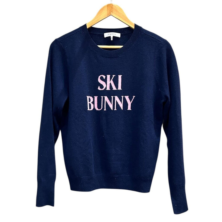 Frame Wool & Cashmere Ski Bunny Sweater in Navy Blue - Size Large