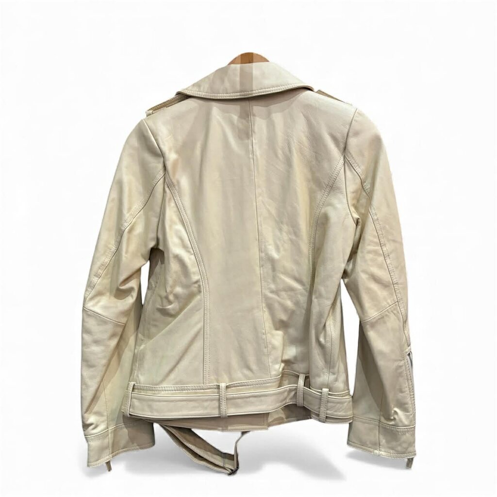 Rachel Zoe Leather Moto Belted Jacket in Tan - Size XS