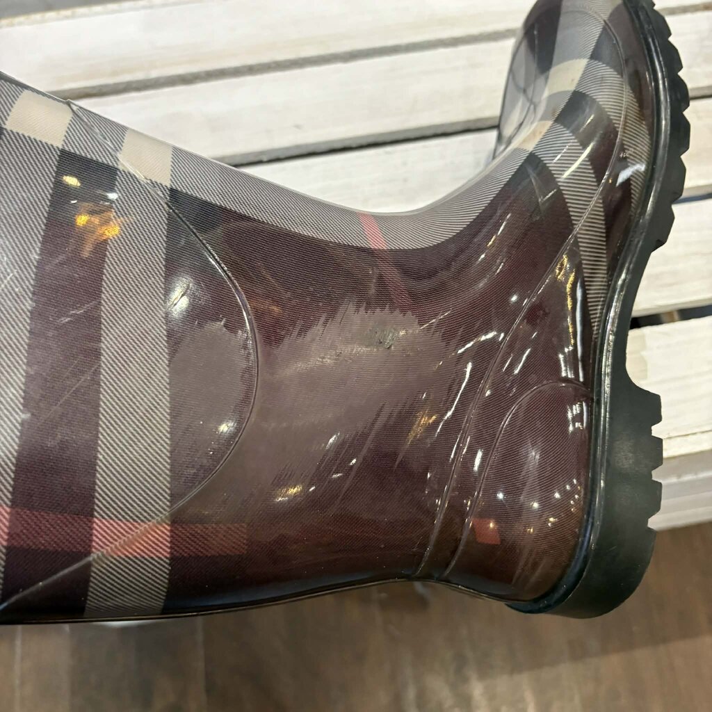 Burberry Nova Check Rubber Rain Boots - Size 38