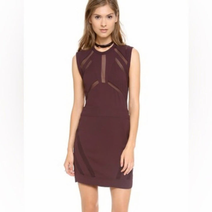 NWT IRO Flood Crew neck Mini Dress In Prune - Size 42