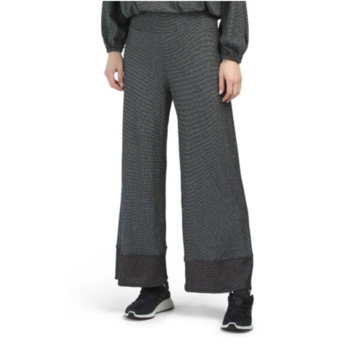 Terez Cloud Nine Metallic Cropped Wide Leg Pants - Size Small