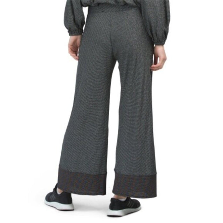 Terez Cloud Nine Metallic Cropped Wide Leg Pants - Size Small