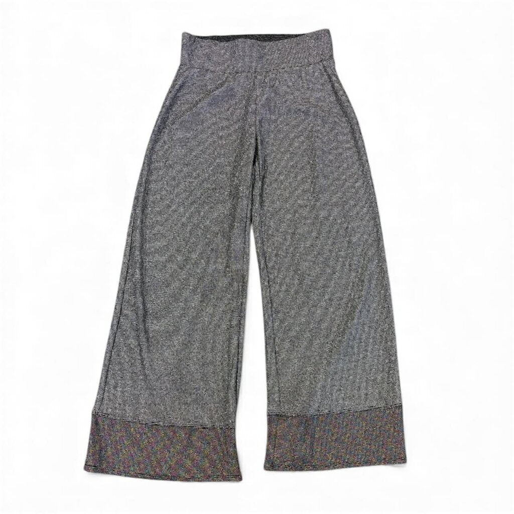 Terez Cloud Nine Metallic Cropped Wide Leg Pants - Size Small