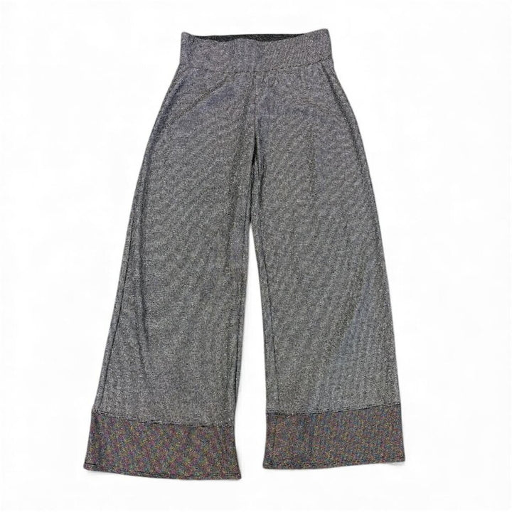 Terez Cloud Nine Metallic Cropped Wide Leg Pants - Size Small