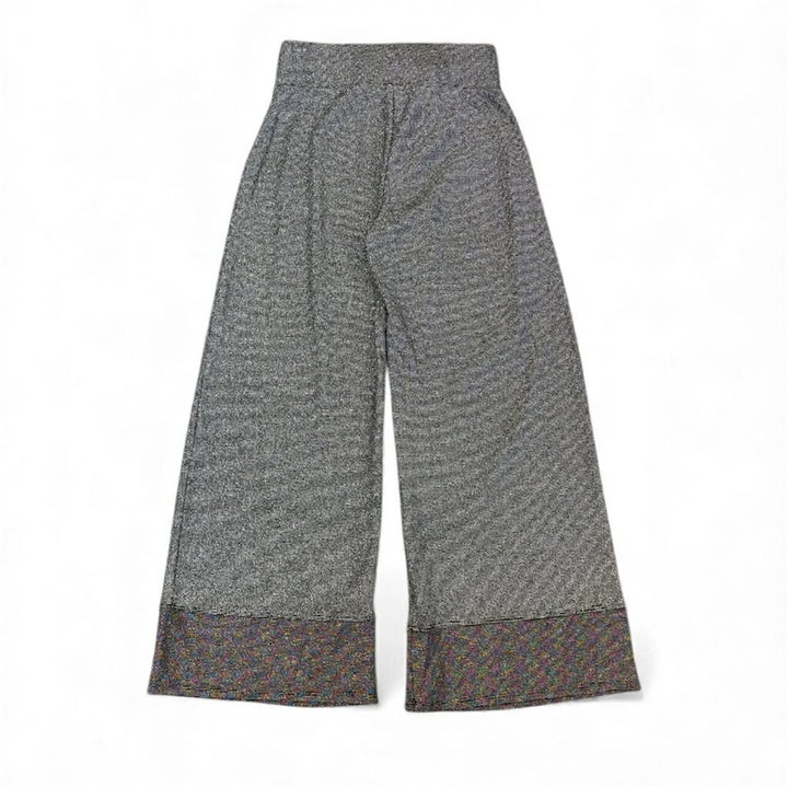 Terez Cloud Nine Metallic Cropped Wide Leg Pants - Size Small