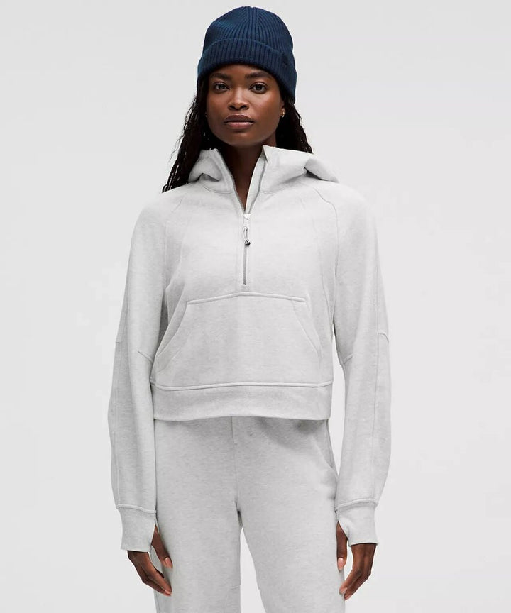 Lululemon Scuba Oversized Half-Zip Hoodie in Heathered Core Ultra Light Grey - Size XS/S