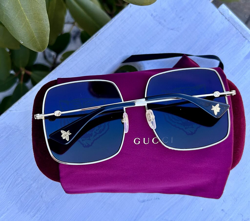 Gucci GG0414S 002 Square-Frame Gold Multicolor Tiger Sunglasses w/ Case
