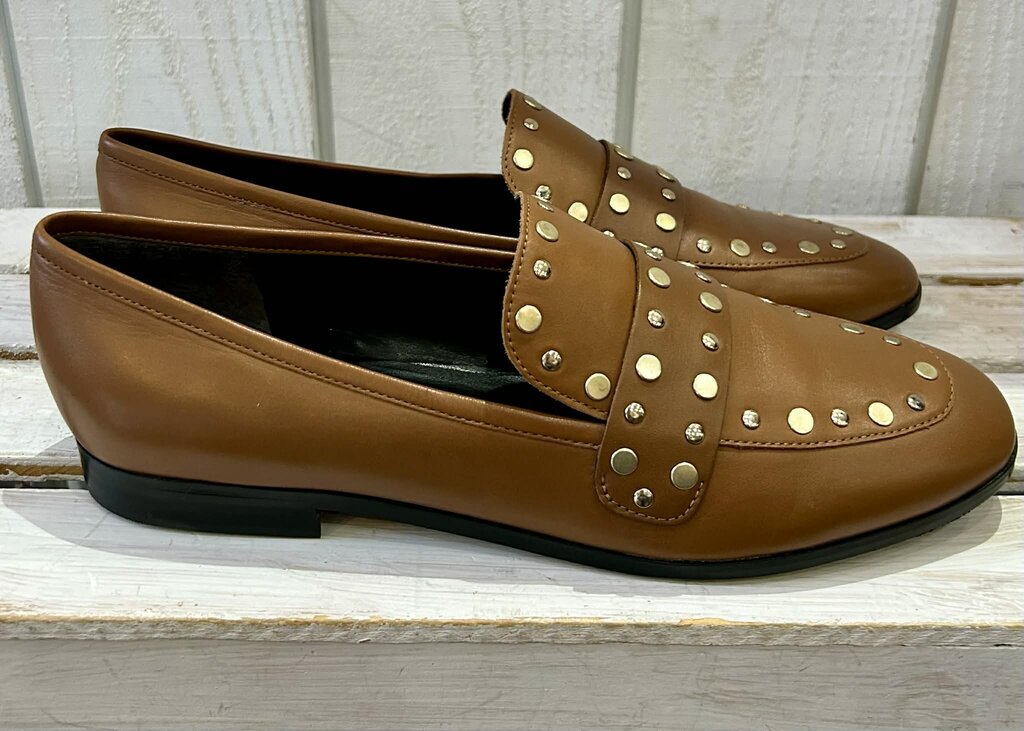 Marc Fisher Zimma Leather Studded Brown Loafers (Retails for $170) - Size 8.5