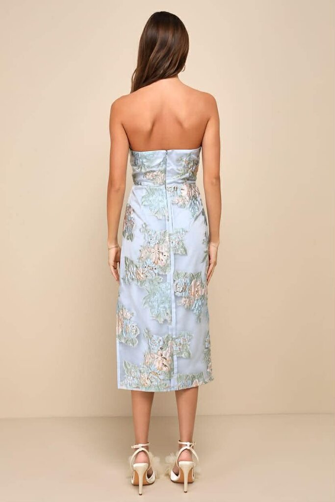 Lulus NWT Jacquard Strapless Bustier Midi Dress - Size Medium(Retails $92)