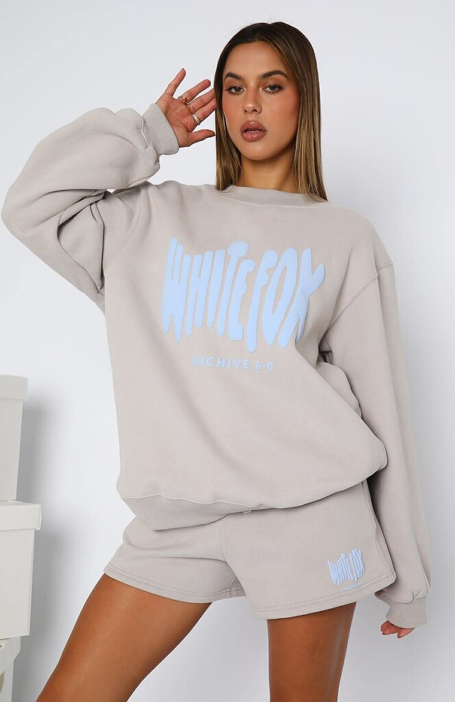 White Fox Oversized Crewneck Archive 6.0 Sweatshirt in Dove - Size L/XL