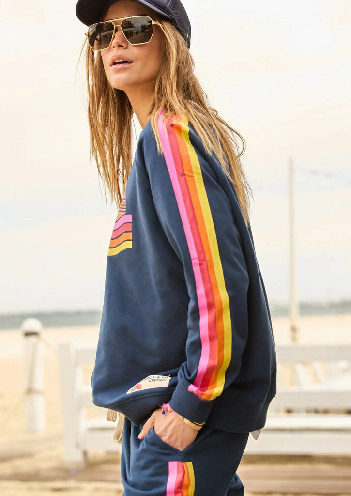 Hammill & Co Retro Vibes Sweatshirt in Navy - Size XL(Retails $119)