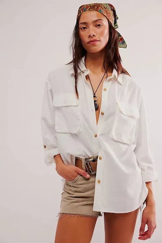Free People We The Free Made For Sun Linen Shirt - Size Large(Retails $138)