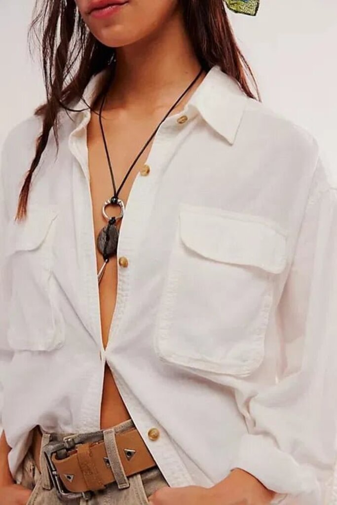 Free People We The Free Made For Sun Linen Shirt - Size Large(Retails $138)