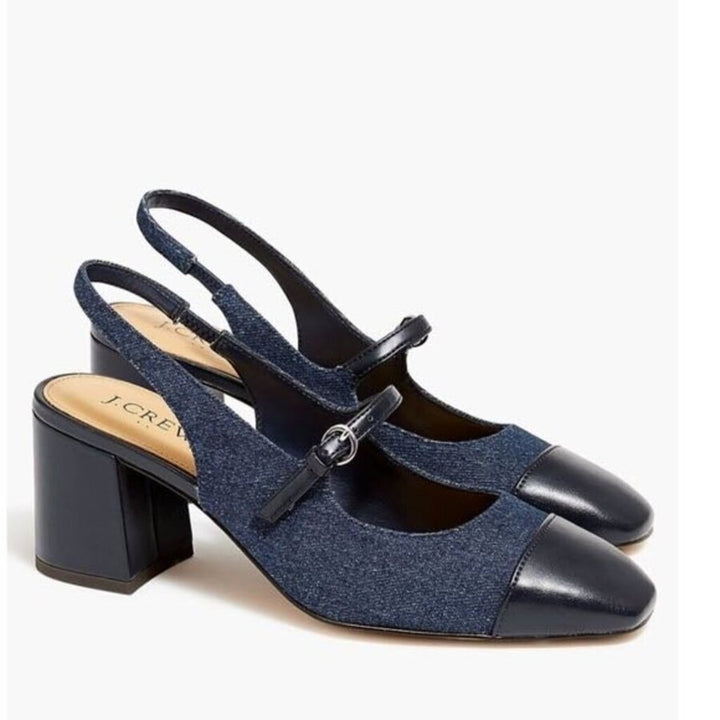 J. Crew Denim Mary Jane Slingback Heel - Size 9.5