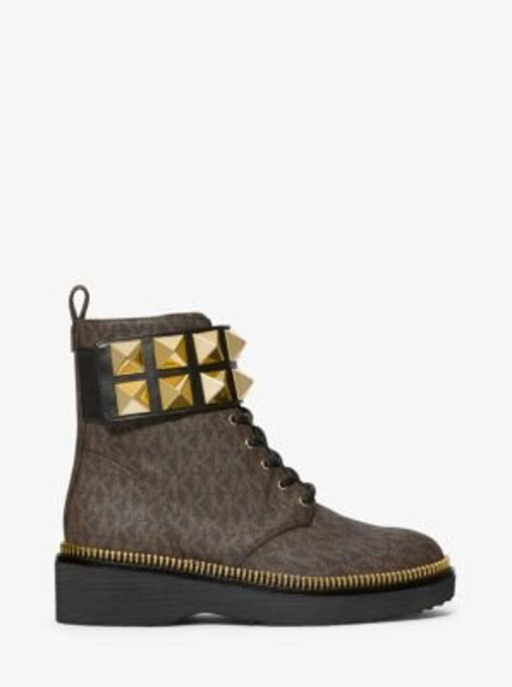Michael Kors Haskell Studded Leather and Logo Combat Boot (Retails for $250) - Size 8.5