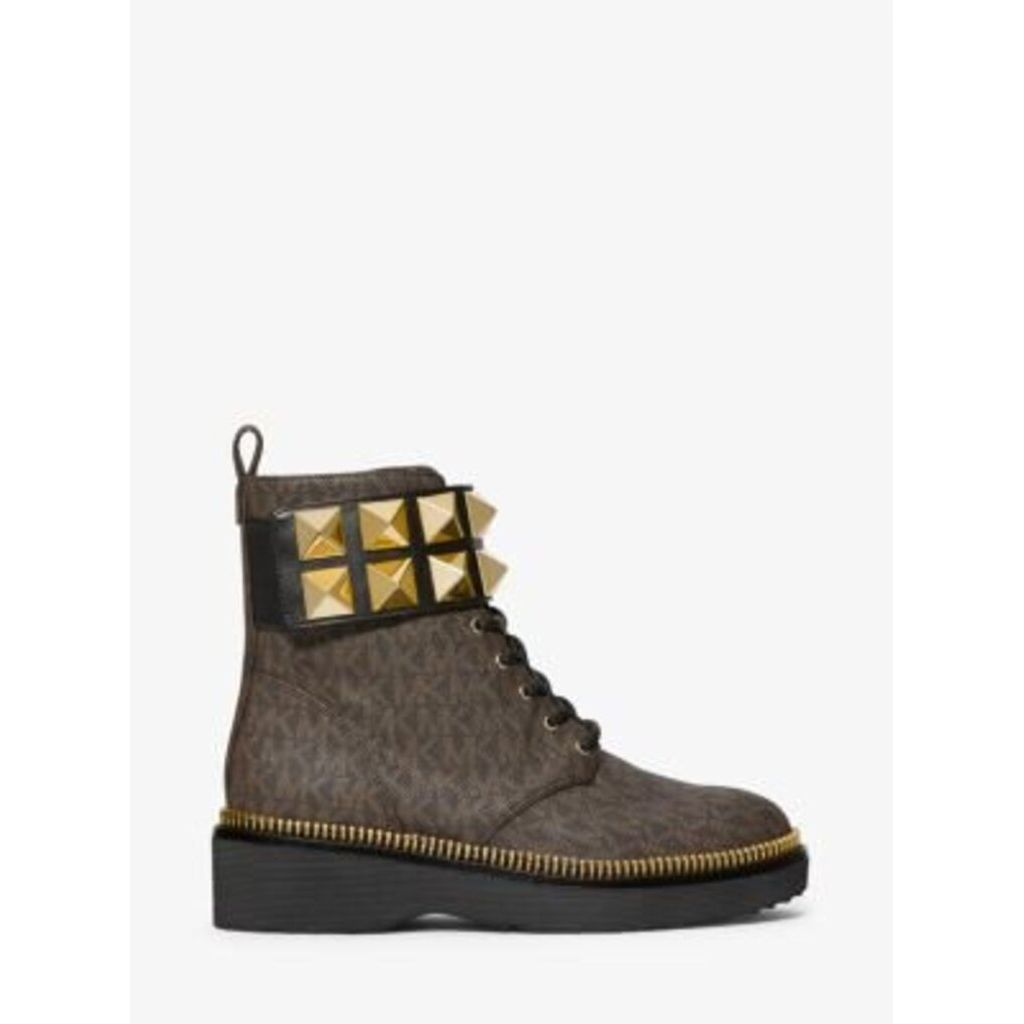 Michael Kors Haskell Studded Leather and Logo Combat Boot (Retails for $250) - Size 8.5