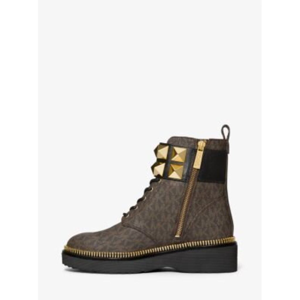 Michael Kors Haskell Studded Leather and Logo Combat Boot (Retails for $250) - Size 8.5