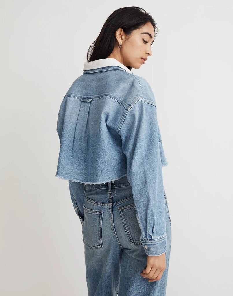 Madewell x Molly Dickson Denim Oversized Crop Shirt - Size Small
