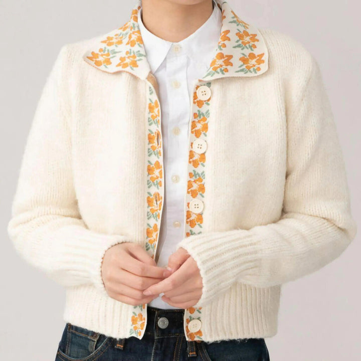 Zara NWT Contrasting Floral Knit Cardigan - Size Large