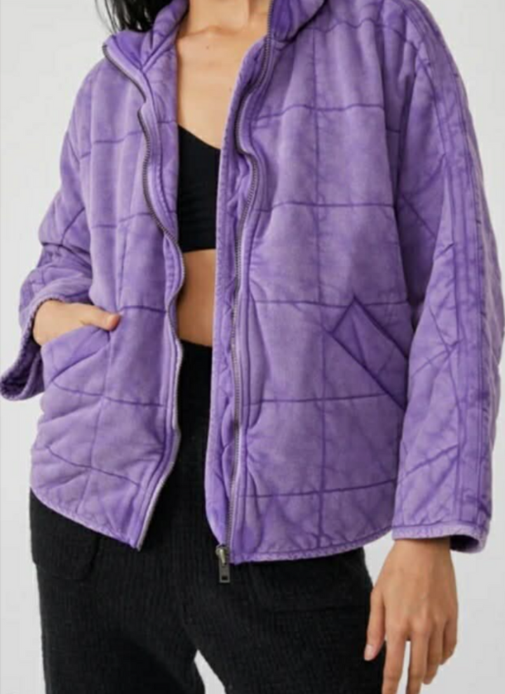 Free People Dolman Quilted Jacket In Moonberry - Size Small (Retails for $198)