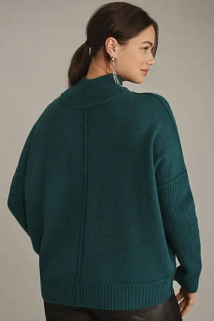 Maeve Gretchen Cozy Mock-Neck Sweater in Green - Size XS (Retails $128)