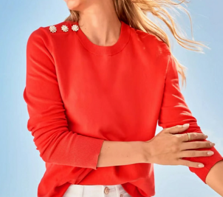 Lilly Pulitzer Morgen Sweater In Ruby Red - Size Large (Retails for $108)