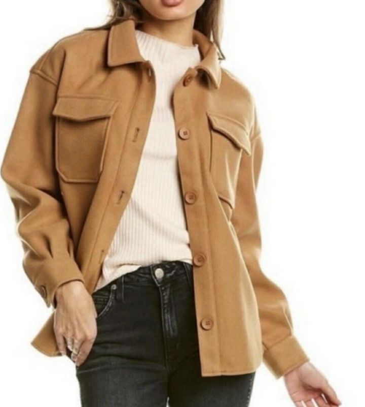 Avec Les Filles NWT Cognac Shirt Tail Shacket - Size Medium