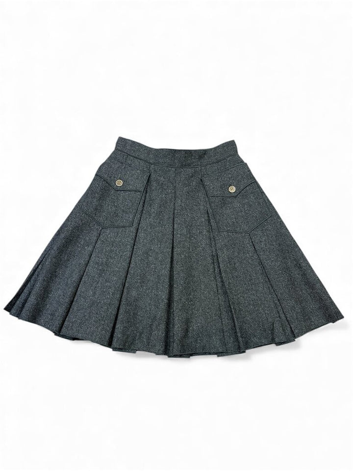 Dolce & Gabbana Lana Pleated Wool Mini Skirt - Size 36