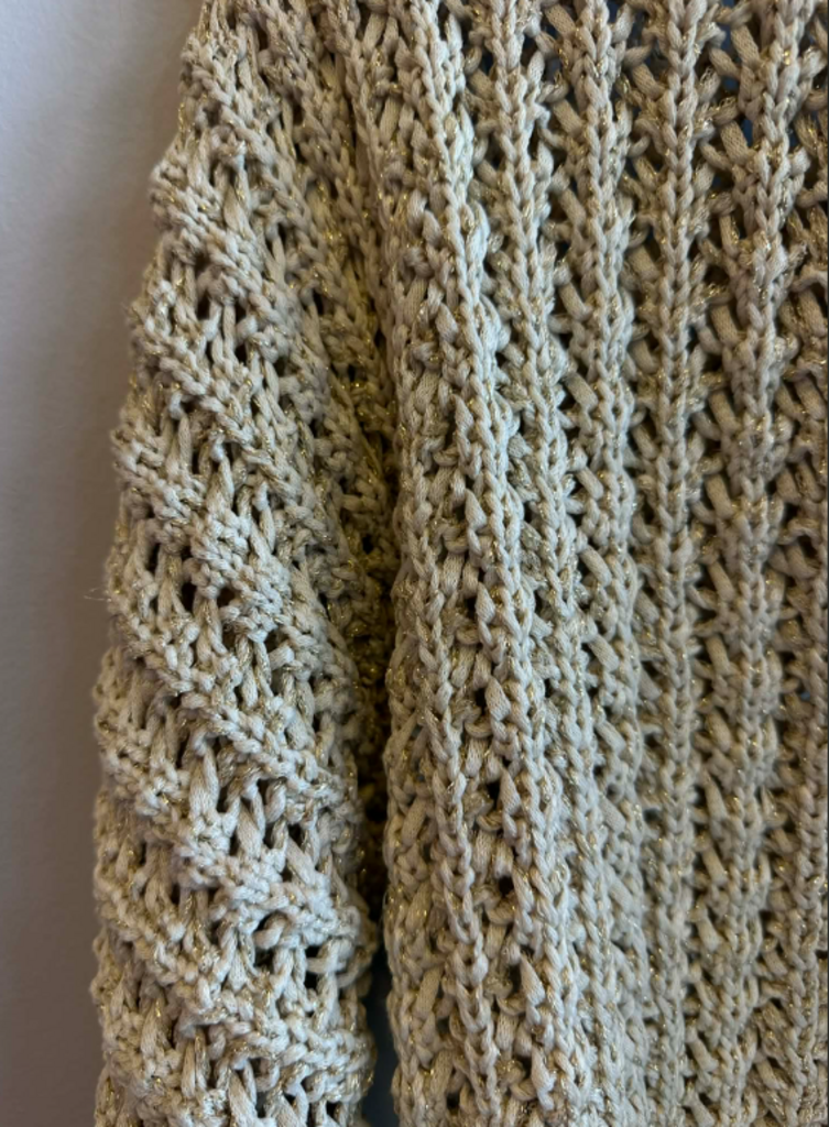 Rachel Zoe NWT Metallic Knit Sweater In Champagne Gold - Size Small