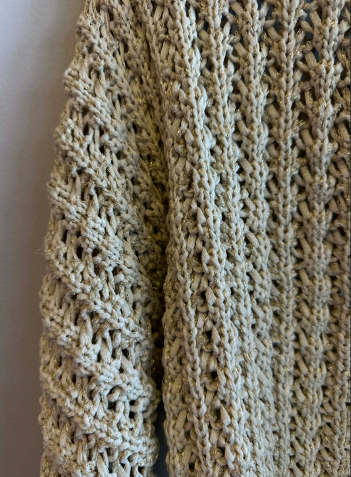 Rachel Zoe NWT Metallic Knit Sweater In Champagne Gold - Size Small