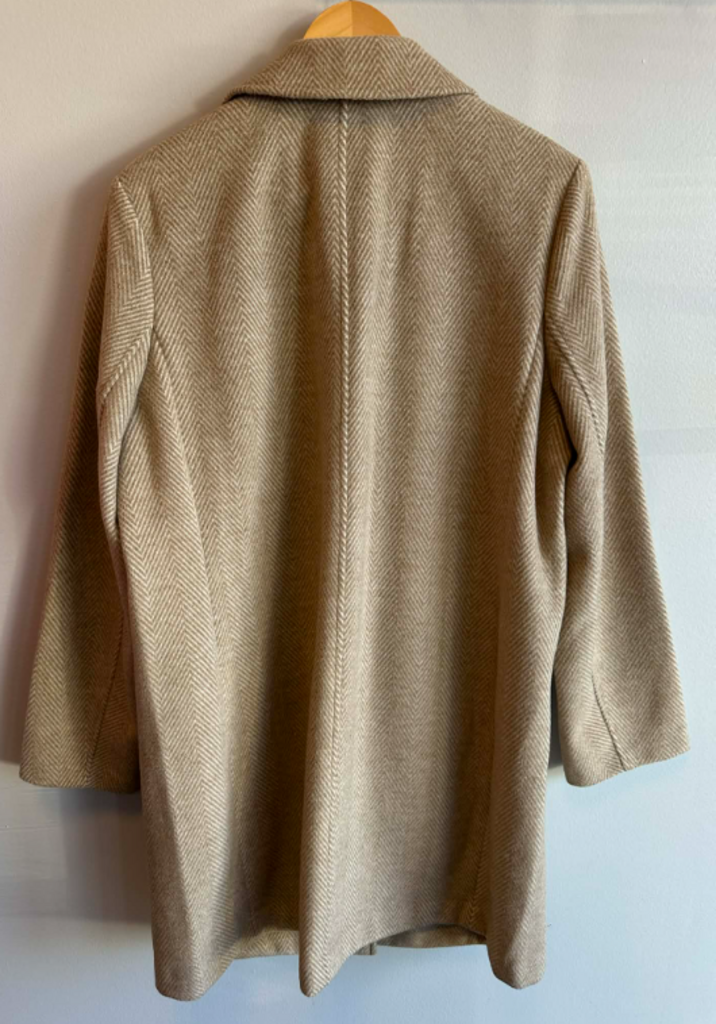 J Crew Herringbone Topcoat in Chevron Acorn Ivory - Size 14