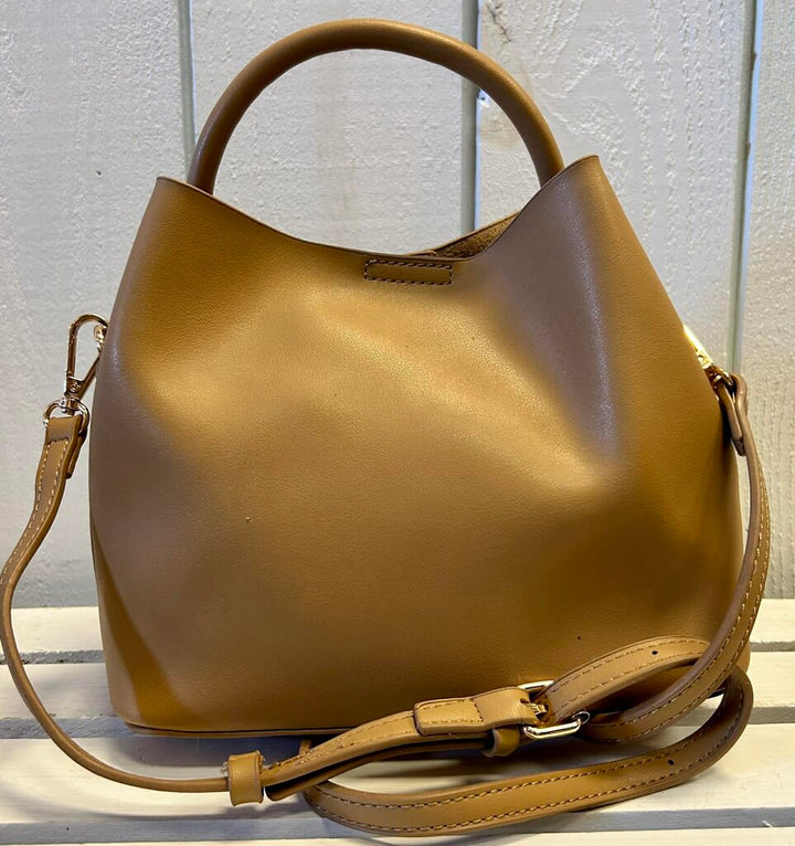 Melie Bianco Drew Top Handle Bag in Saddle