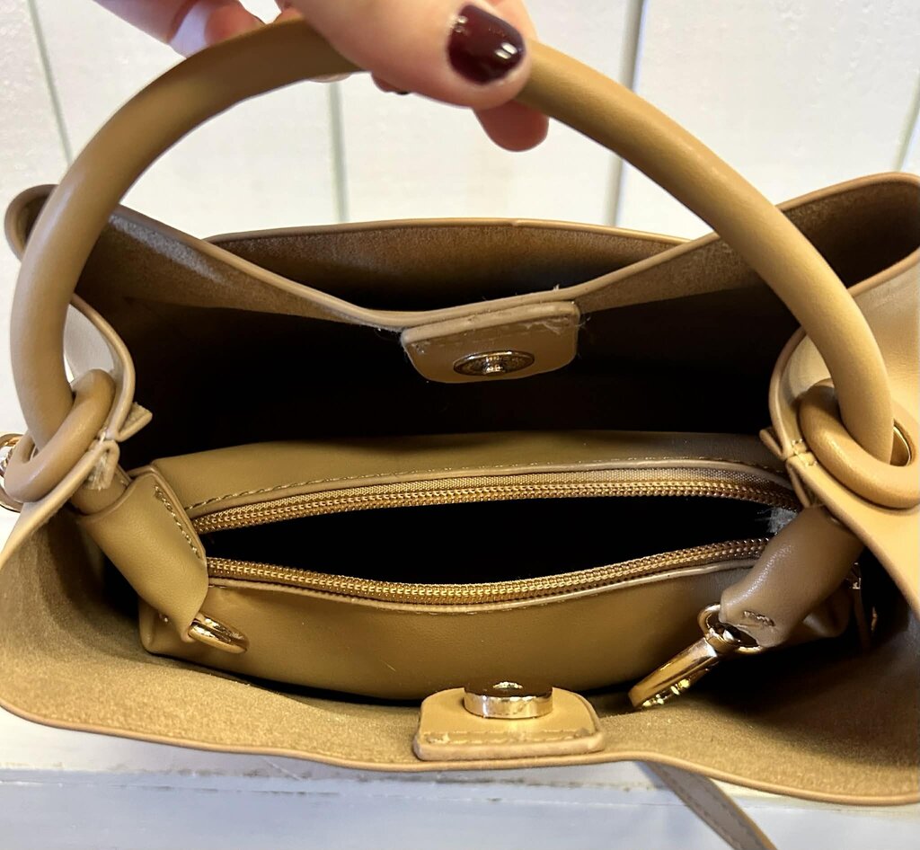Melie Bianco Drew Top Handle Bag in Saddle