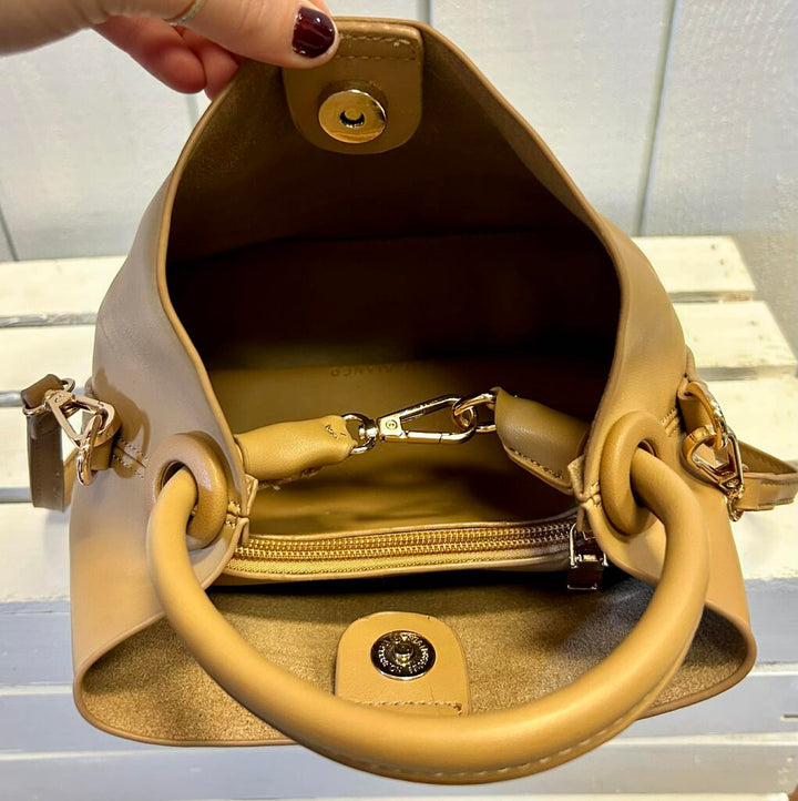 Melie Bianco Drew Top Handle Bag in Saddle