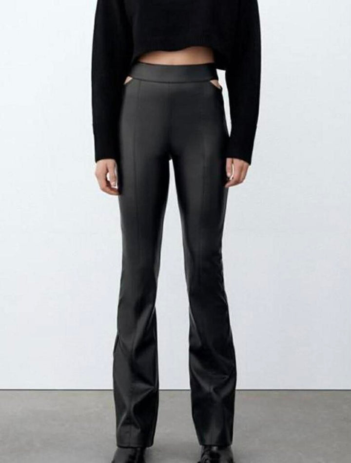 Zara Faux Leather Cut Out Leggings - Size Small