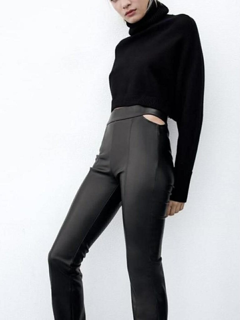 Zara Faux Leather Cut Out Leggings - Size Small