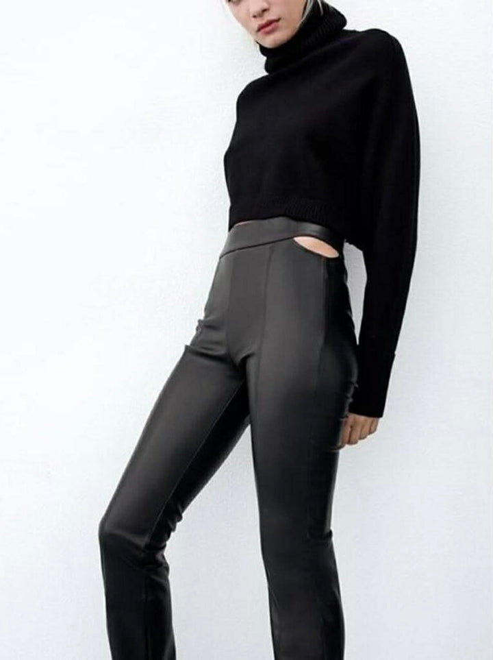 Zara Faux Leather Cut Out Leggings - Size Small