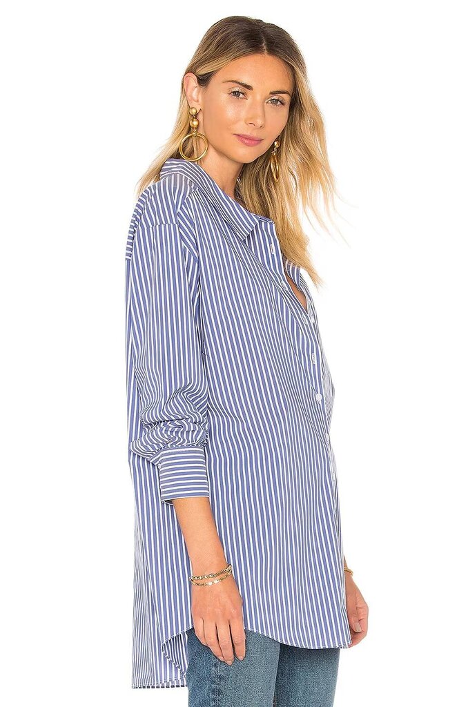 L'Academie Auguste Button Up in Sea Stripe - Size Medium(Retails $168)