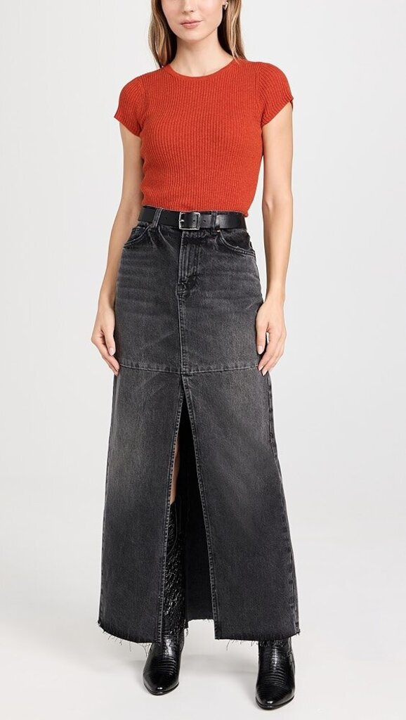 Reformation Tazz Maxi Denim Skirt in Liman - Size 26 (Retails $188)