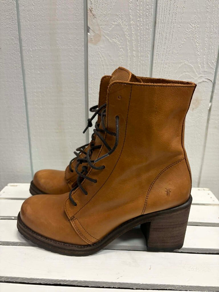 Frye Karen Leather Combat Boots - Size 9