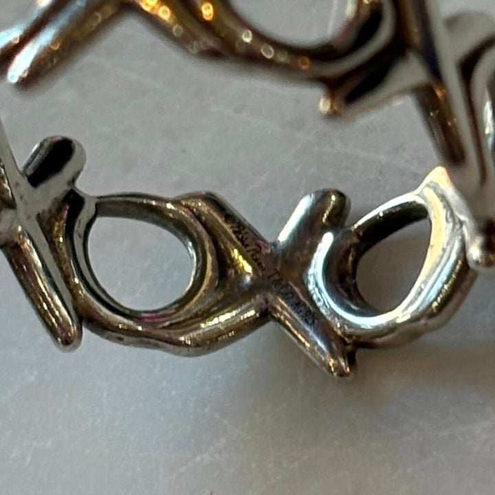 Tiffany & Co. Silver Hugs Kiss XO Band Ring - Size 8