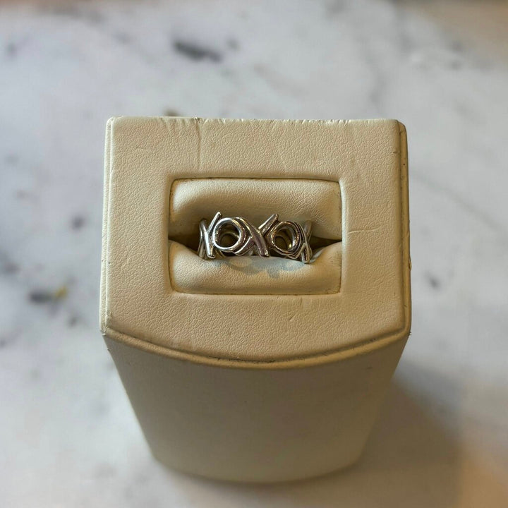 Tiffany & Co. Silver Hugs Kiss XO Band Ring - Size 8