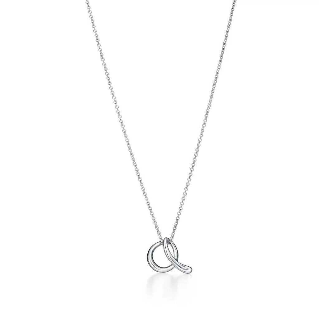 Tiffany & Co. Elsa Peretti 'A' Small Alphabet Pendant & Necklace in Sterling Silver